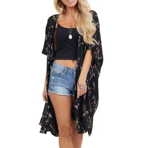 2021 Women's Leaf Printed Cardigan Swimsuit Cover-Up Sizes S - 2XL