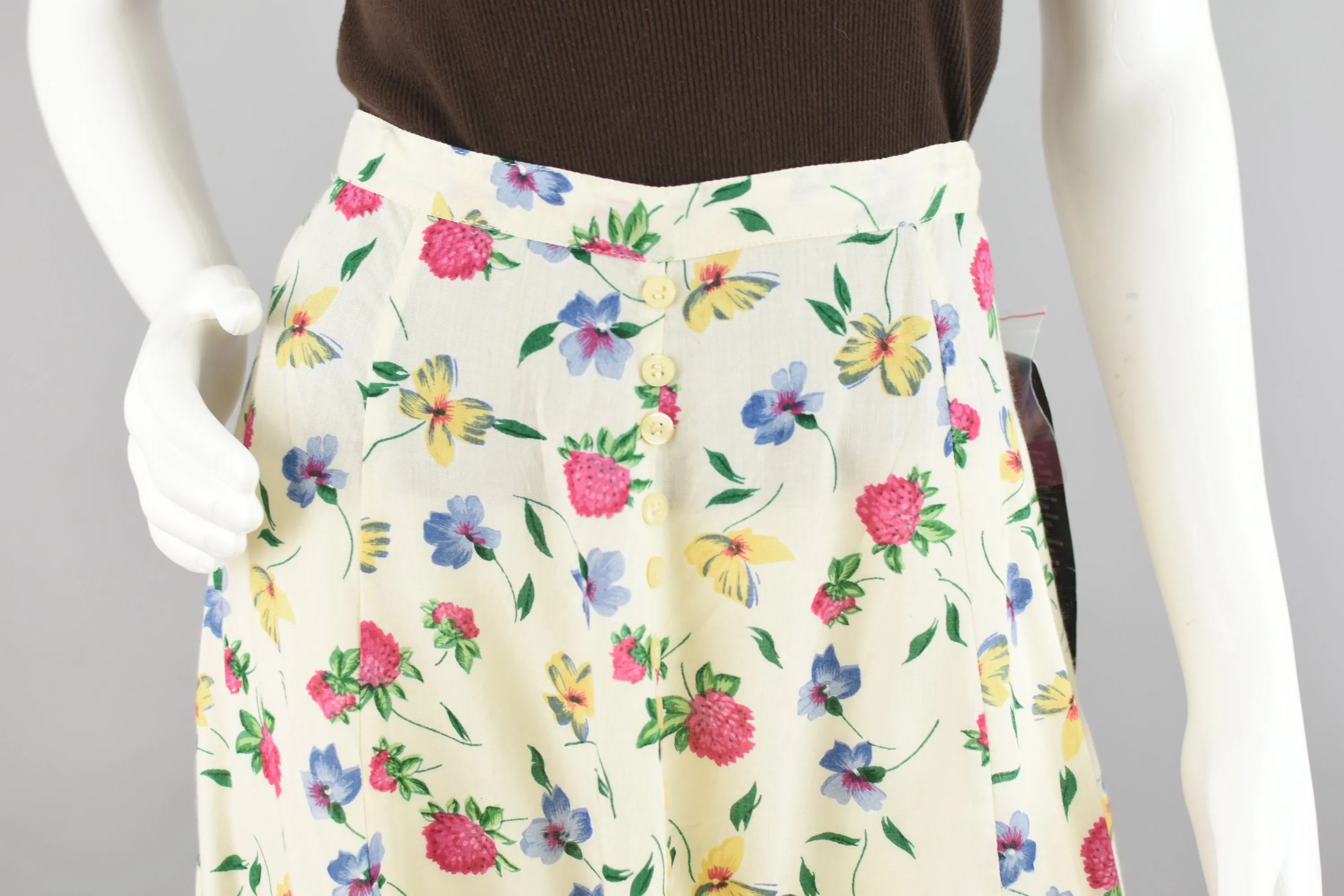 90s Floral Grunge Flowy A-line Skater Skirt 28"