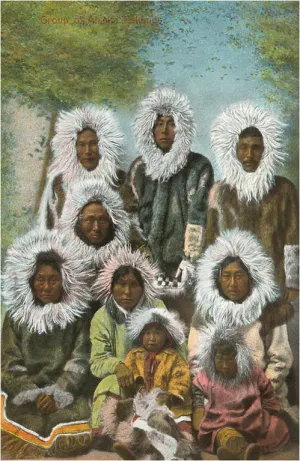 AK-39 Group of Indigenous Alaskans - Vintage Image