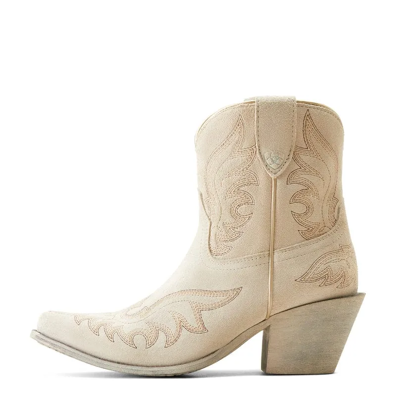 Ariat Women's Chandler Cloud White Suede Snip Toe Western Booties 10050899