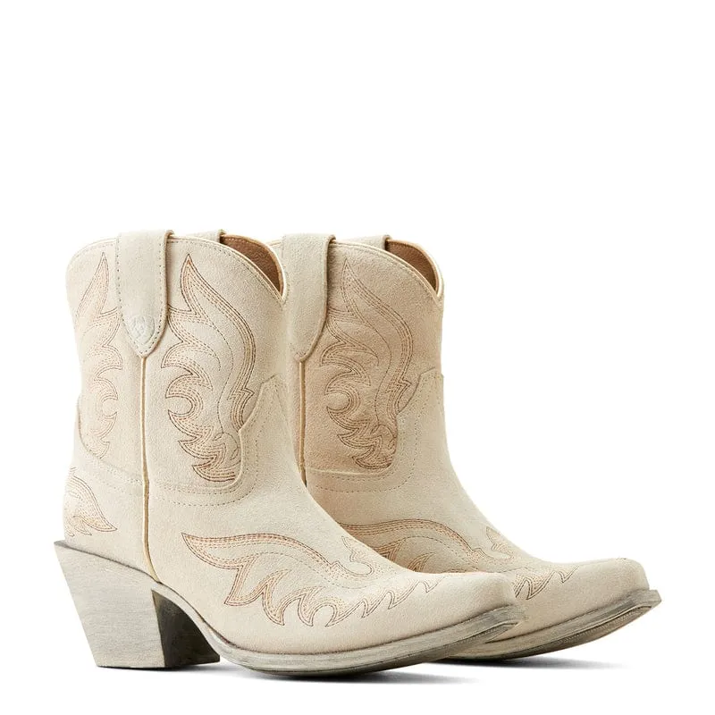 Ariat Women's Chandler Cloud White Suede Snip Toe Western Booties 10050899