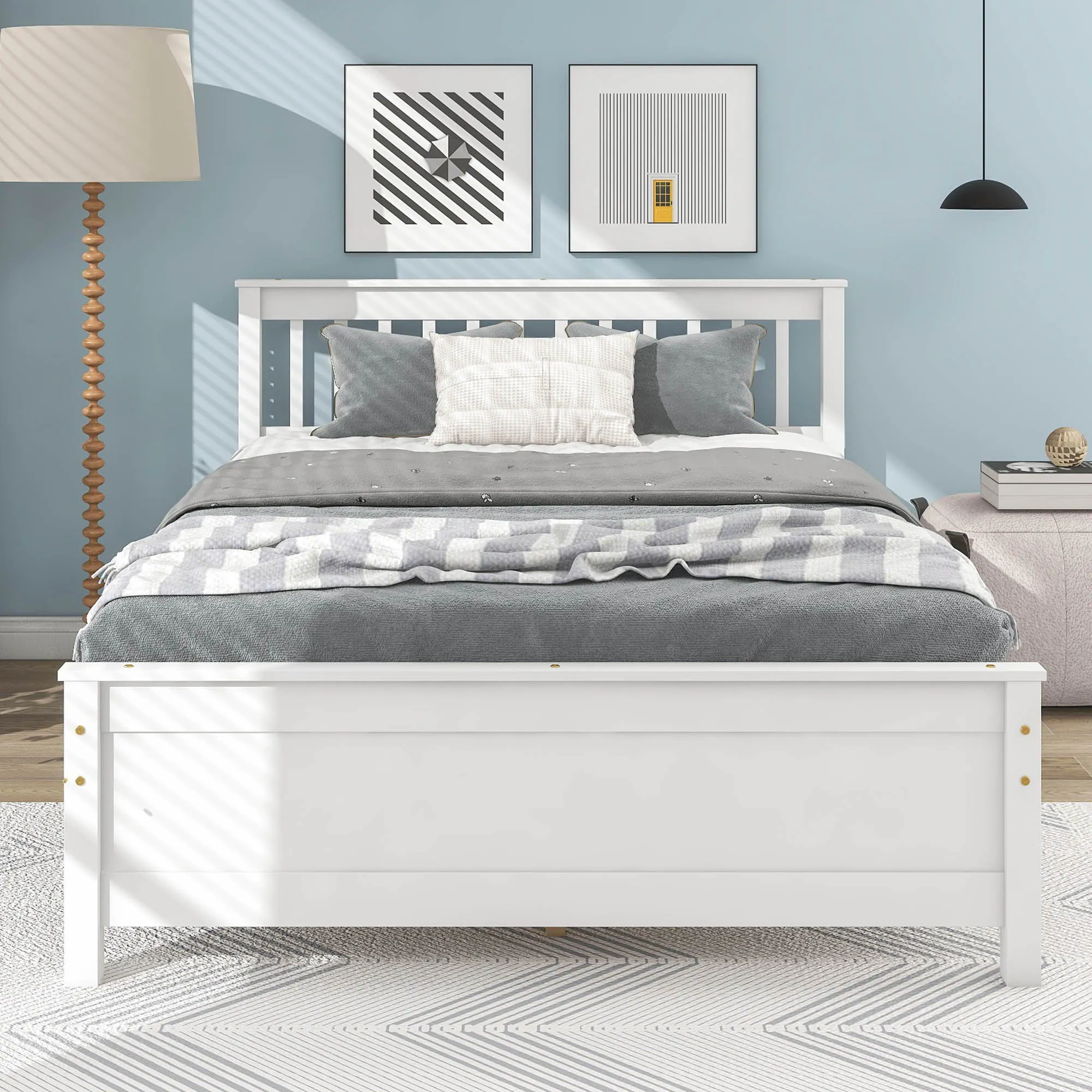 Bed With Headboard And Footboard For Kids, Teens, Adults, With A Nightstand