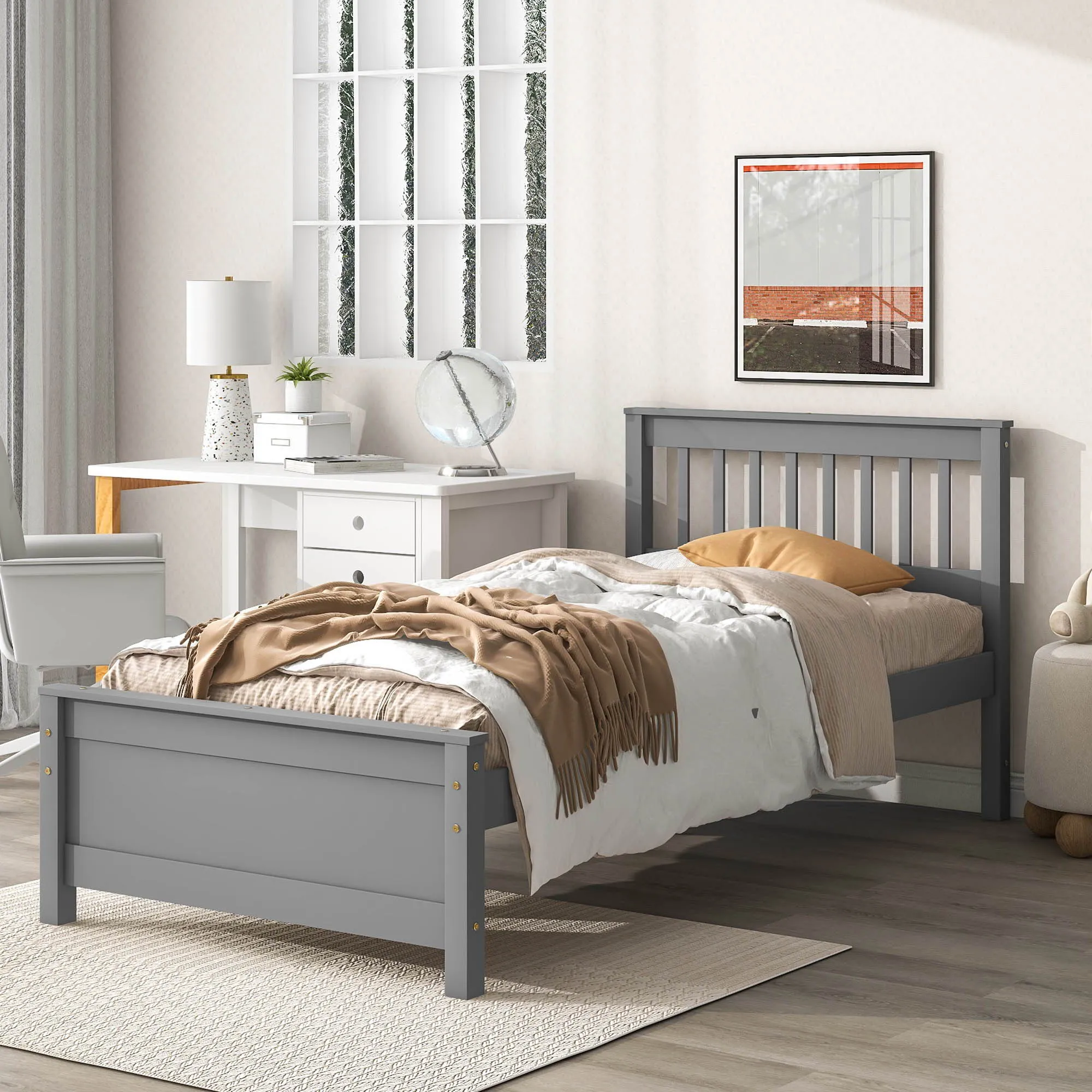 Bed With Headboard And Footboard For Kids, Teens, Adults, With A Nightstand