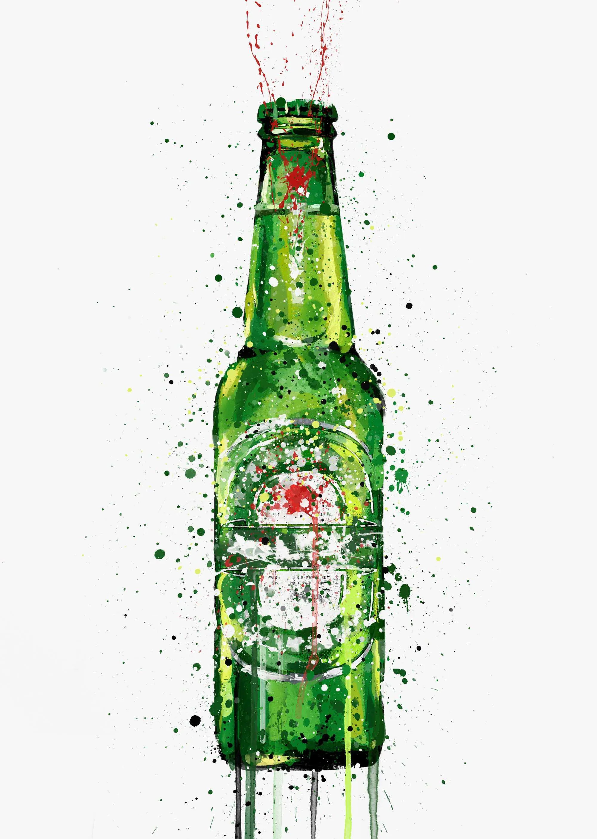 Beer Bottle Wall Art Print 'Malachite'