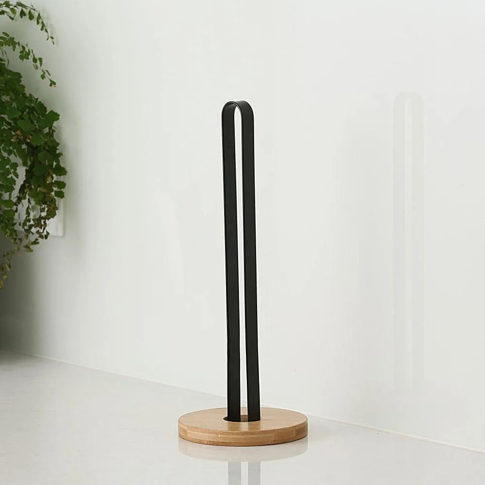 Black & Bamboo Paper Towel Holder