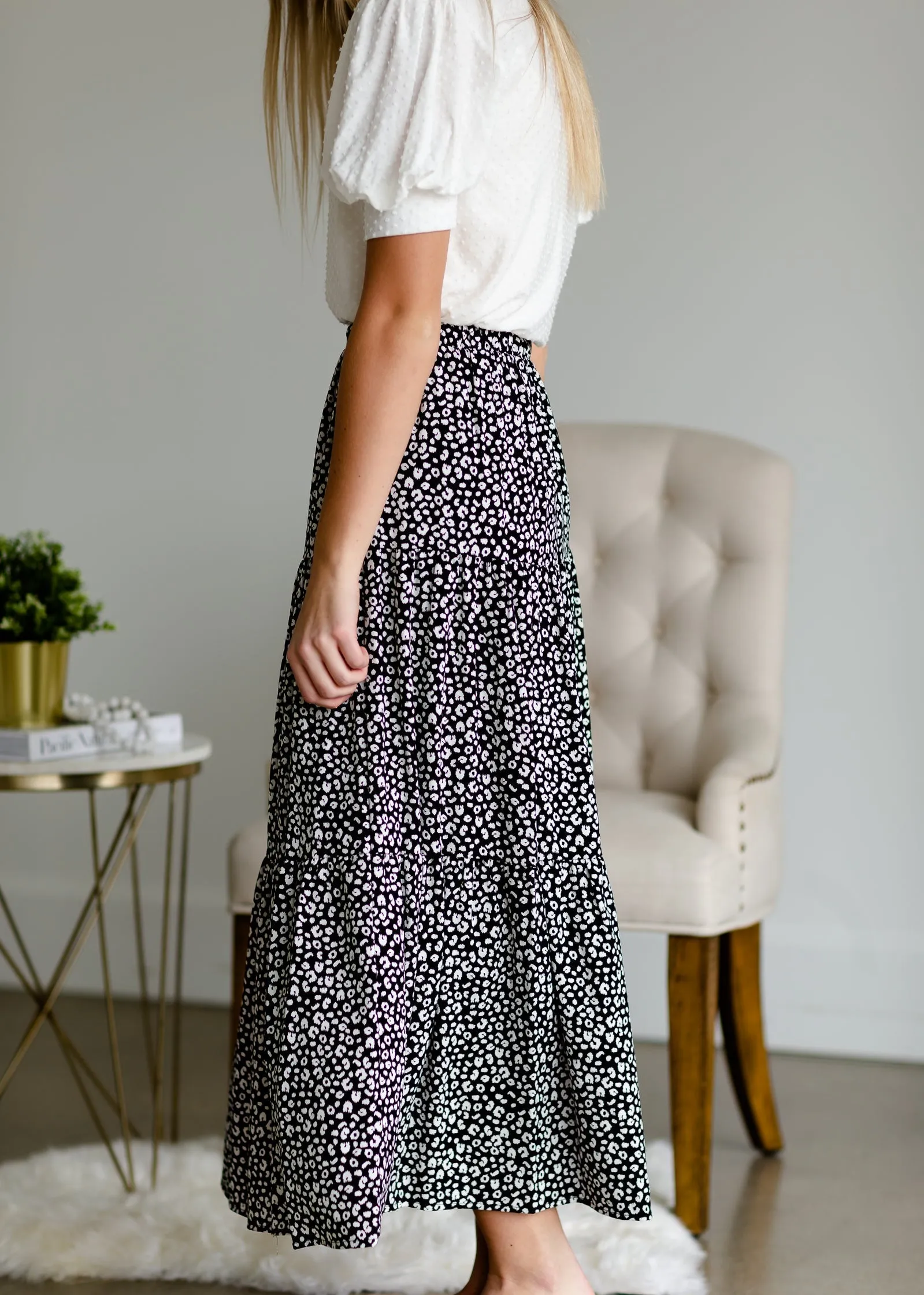 Black Animal Print Flowy Skirt - FINAL SALE