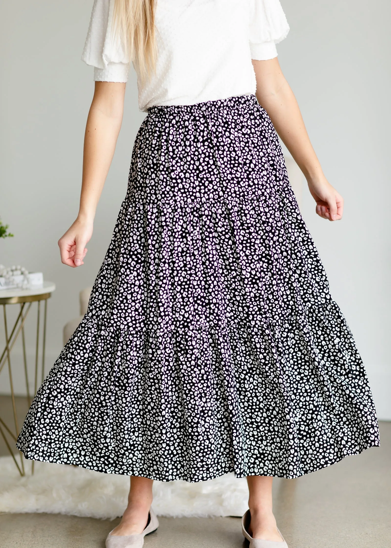 Black Animal Print Flowy Skirt - FINAL SALE