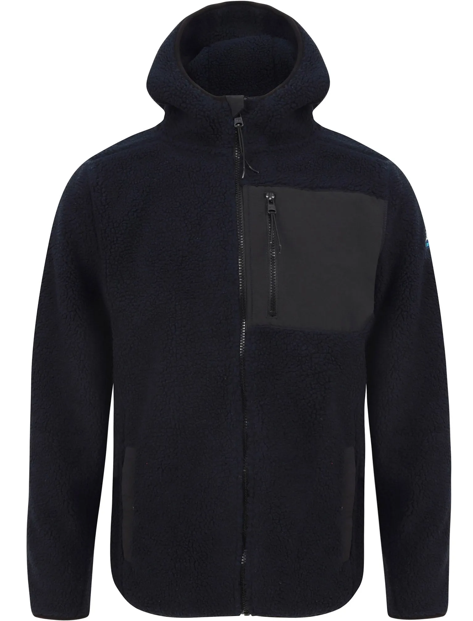 Brewer Teddy Borg Fleece Zip Through Hoody In Navy - Tokyo Laundry