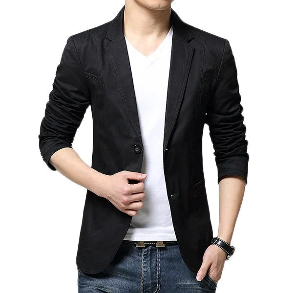 Casual Cool Solid Color Slim Blazers Suits for Men Spring Korean Style Fashion