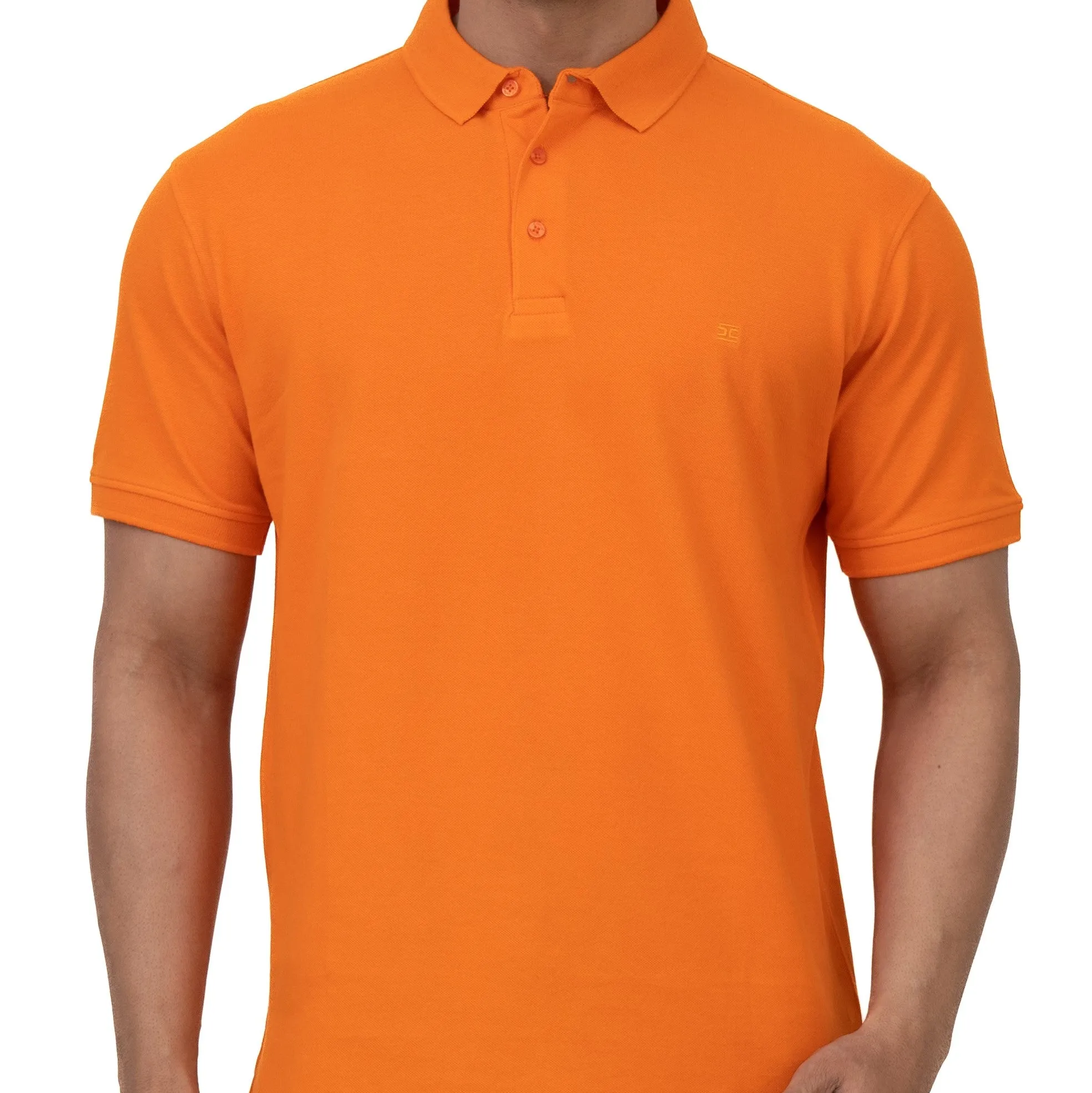 Cotstyle Cotton Fabrics Polo Short Length Plain Half Sleeve Casual & Daily Wear Men's T Shirts - Pack of 1 - Orange Colour