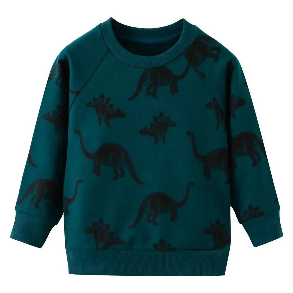 Cute Dinosaur Print Long Sleeve Cotton T-Shirt for Baby Boys 2-7 Years