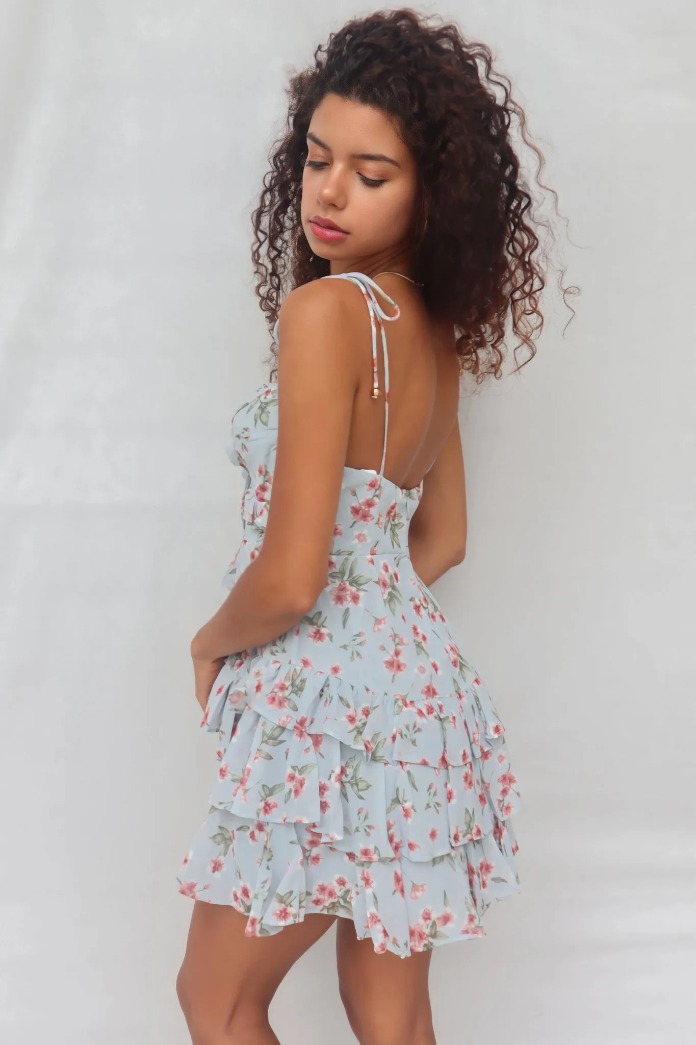 Diddie Mini Dress - Blue/Pink Floral