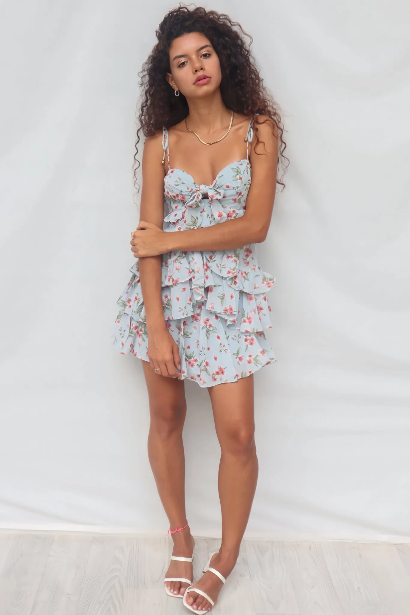 Diddie Mini Dress - Blue/Pink Floral