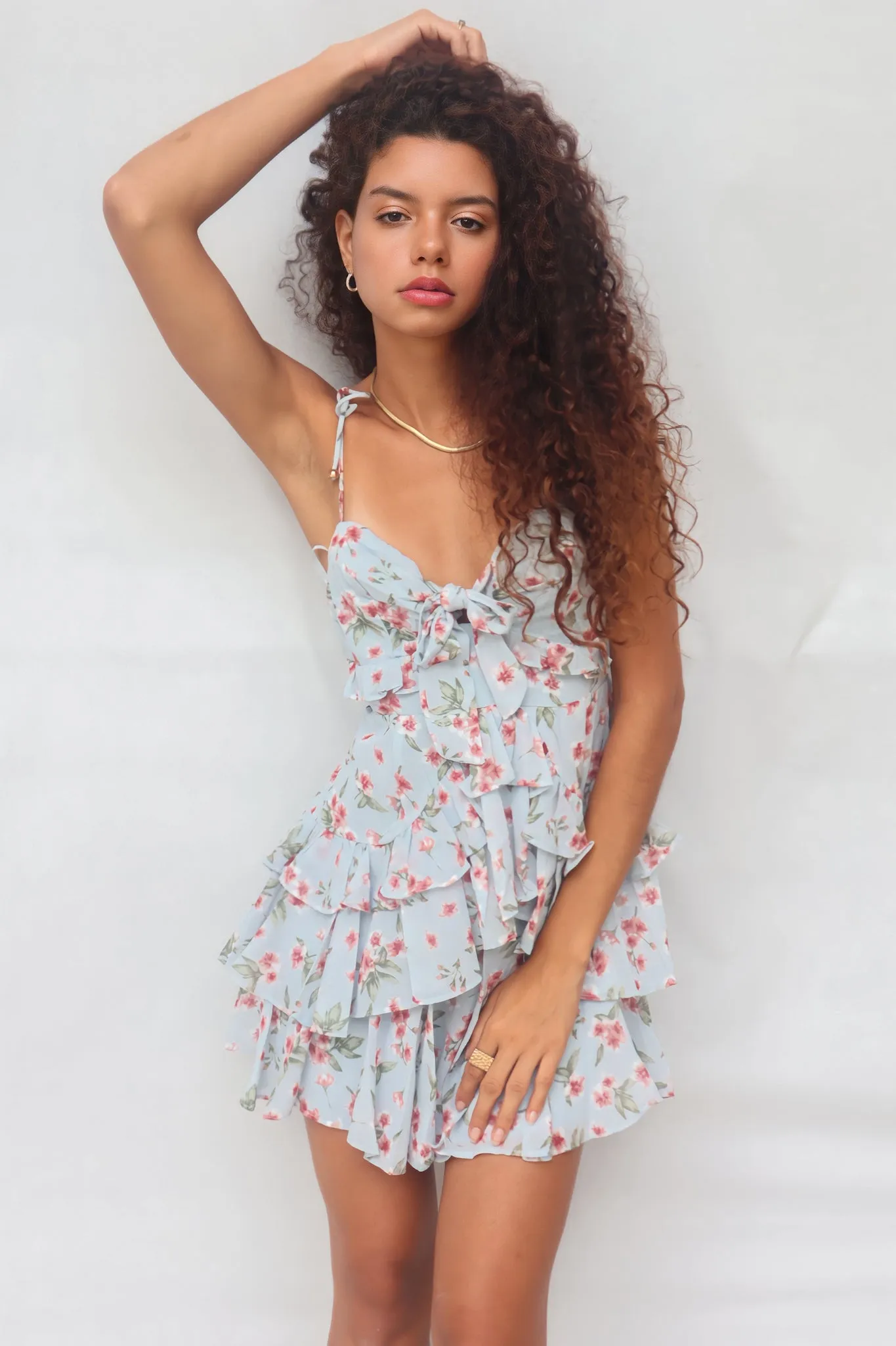 Diddie Mini Dress - Blue/Pink Floral