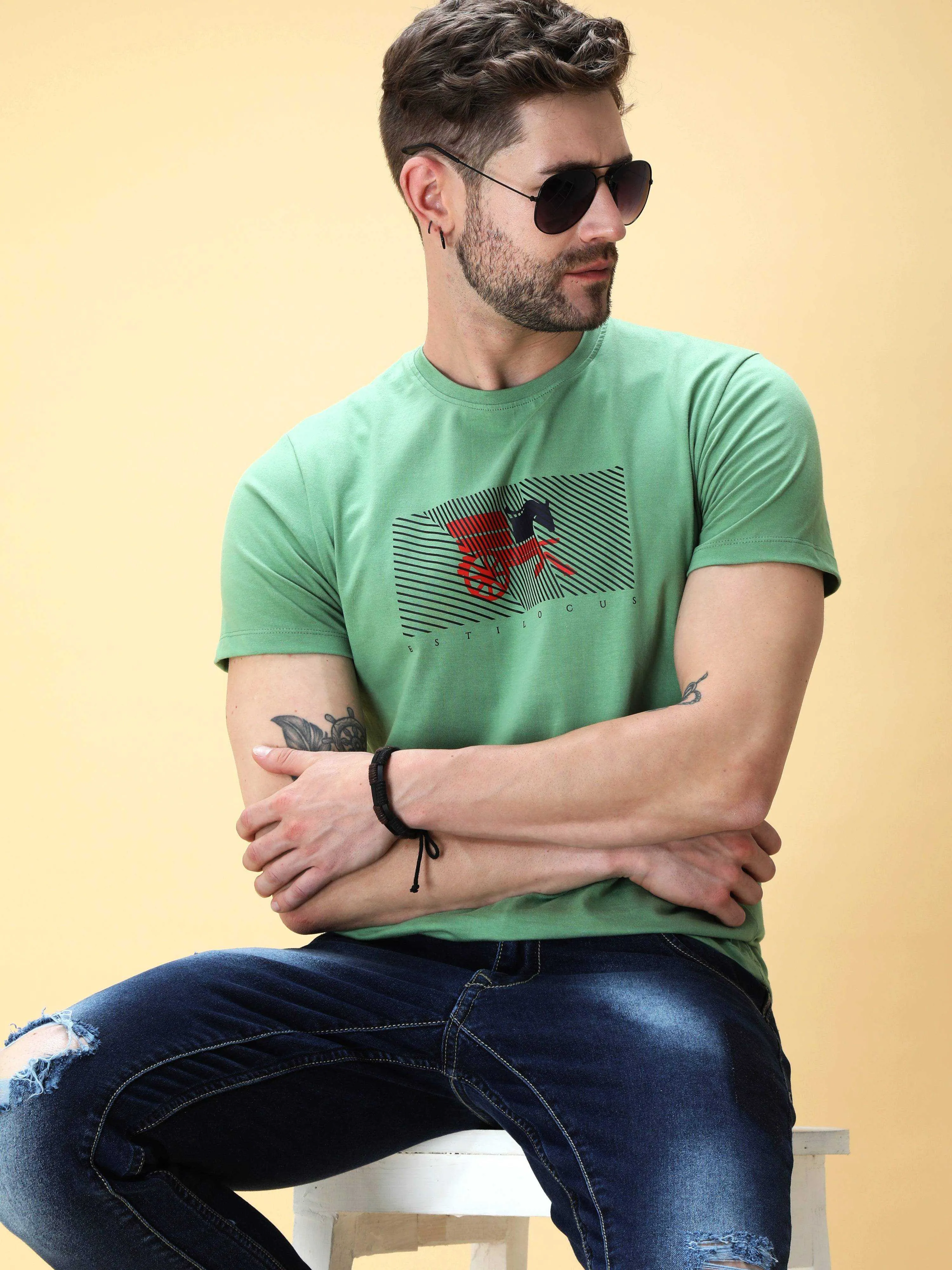 Fern Green Crew Neck T-Shirt