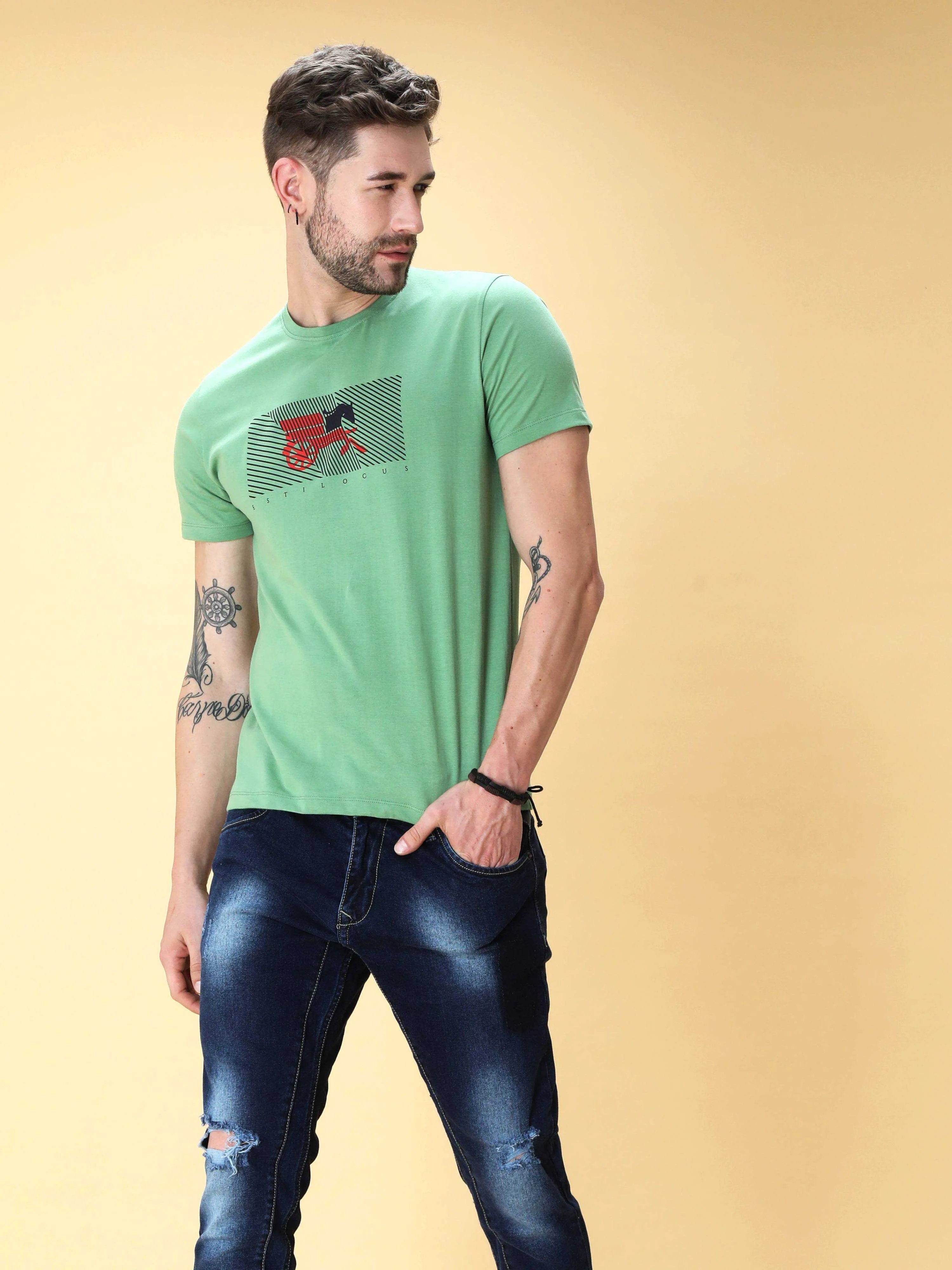 Fern Green Crew Neck T-Shirt