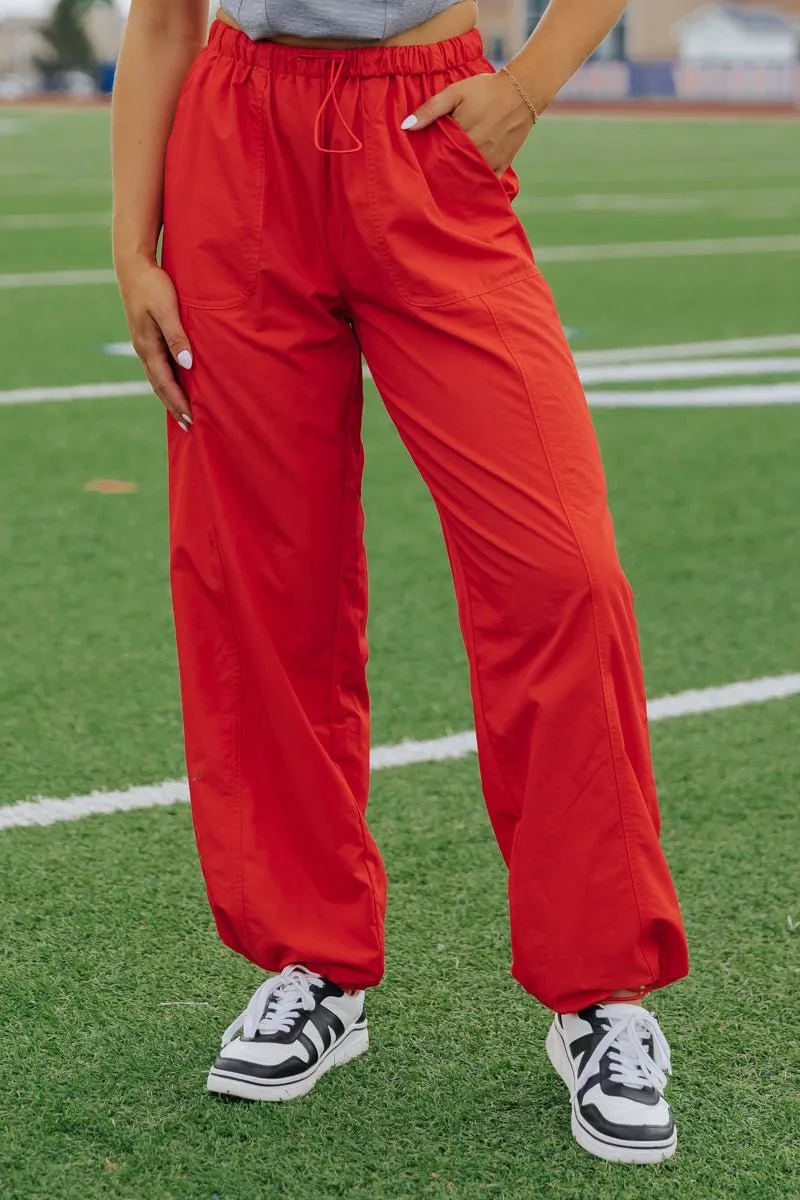 Game On Red Parachute Pants