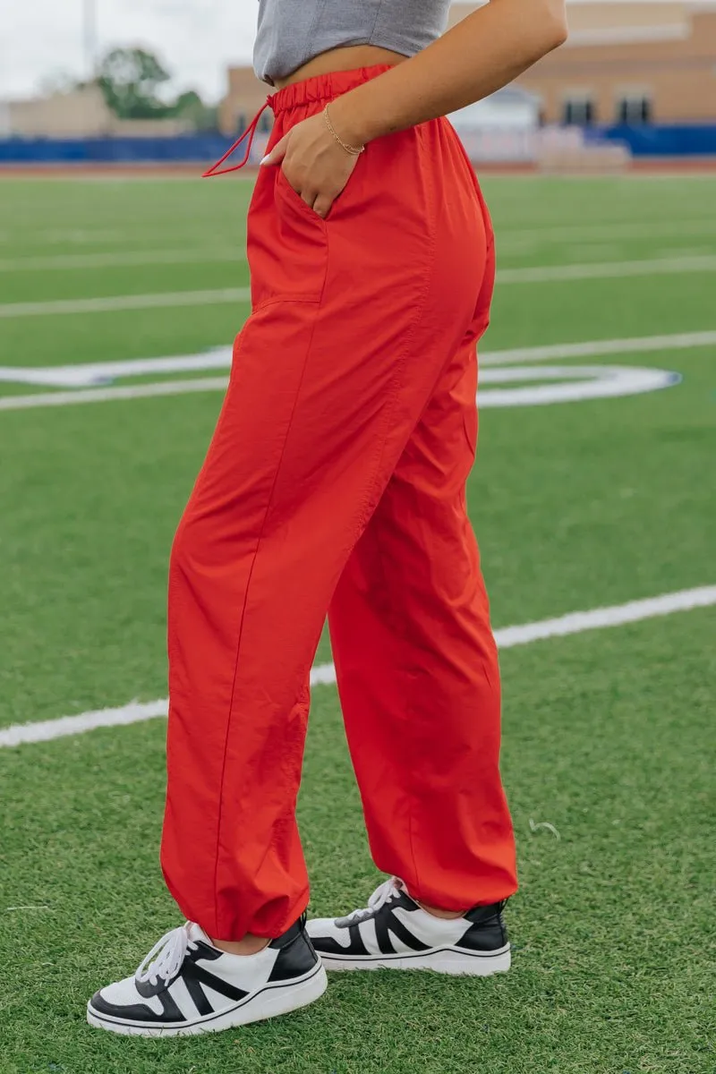 Game On Red Parachute Pants