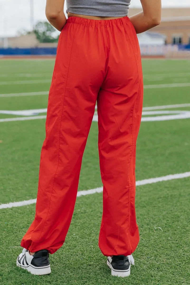 Game On Red Parachute Pants