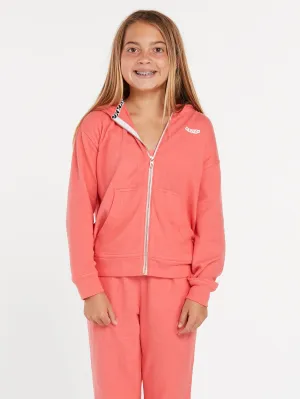 Girls Lived In Lounge Zip Sweatshirt - Electric Coral