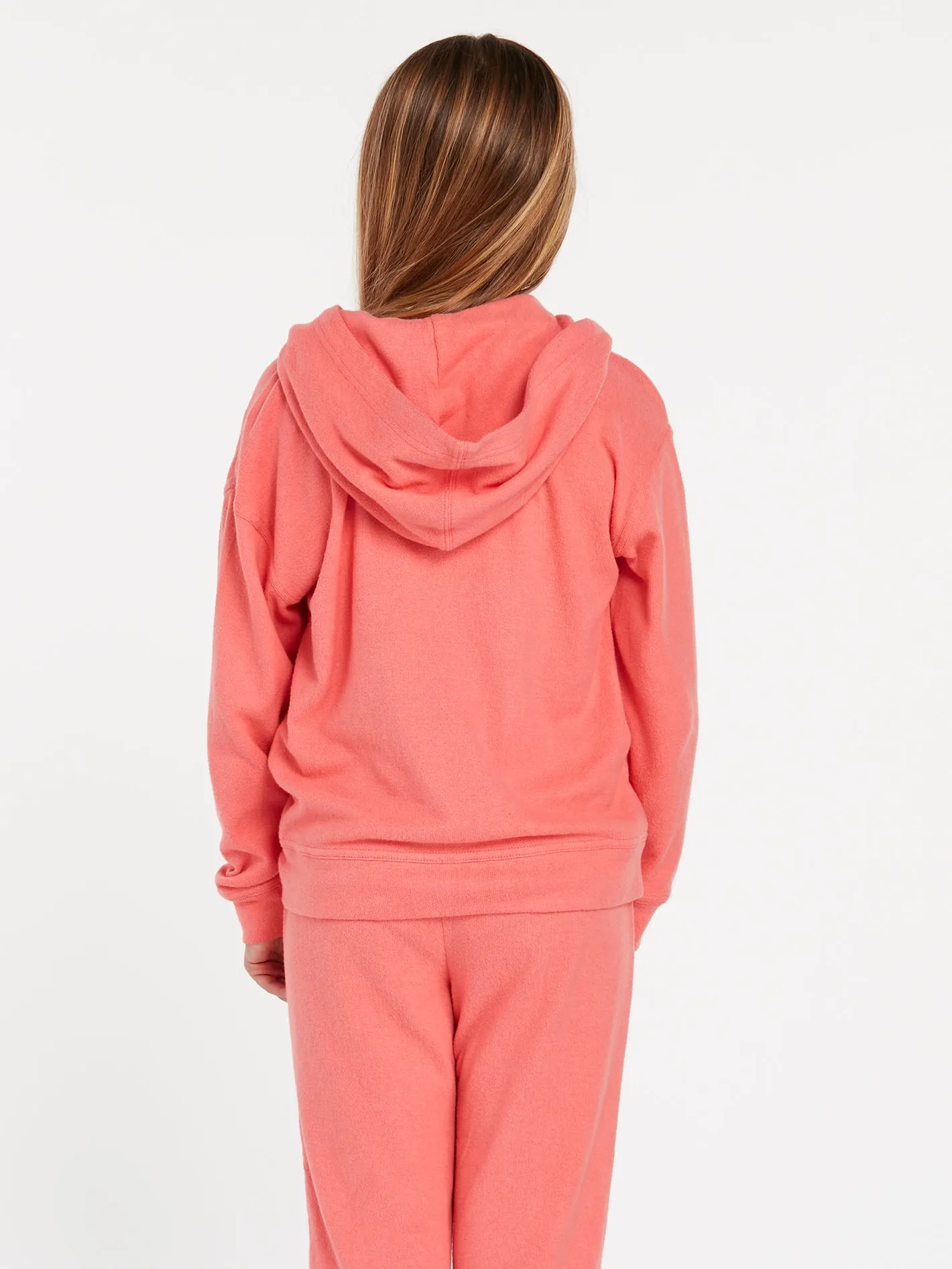 Girls Lived In Lounge Zip Sweatshirt - Electric Coral