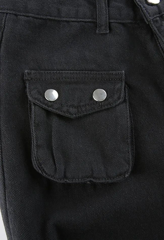 Goth metal buckle pocket cargo pants