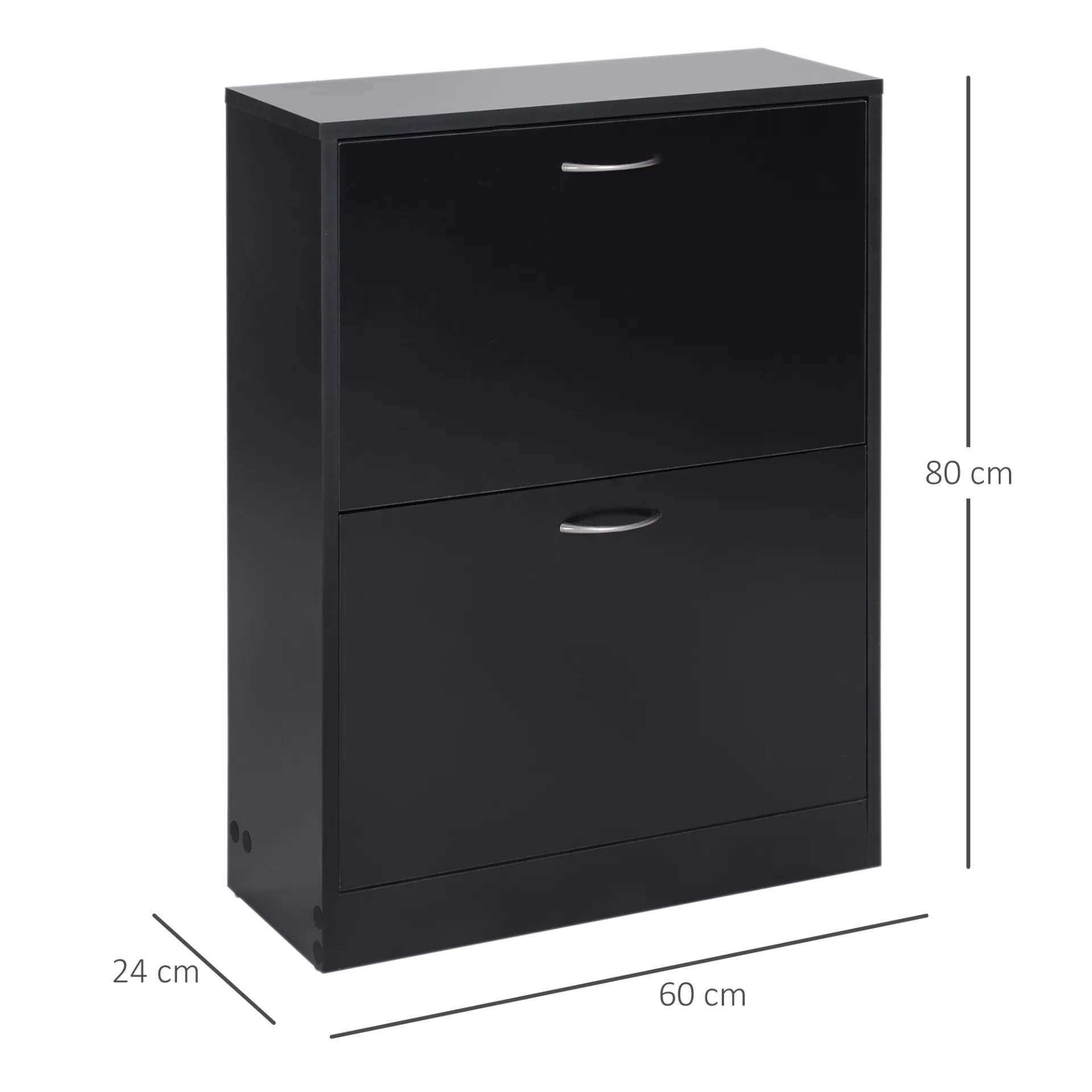 HOMCOM 2-Tier Shoe Cabinet Storage Cupboard - Modern Hall Organizer with Adjustable Shelf & Drawer - Space-Saving Entrance Foyer Furniture, Holds 12 Pairs, Black