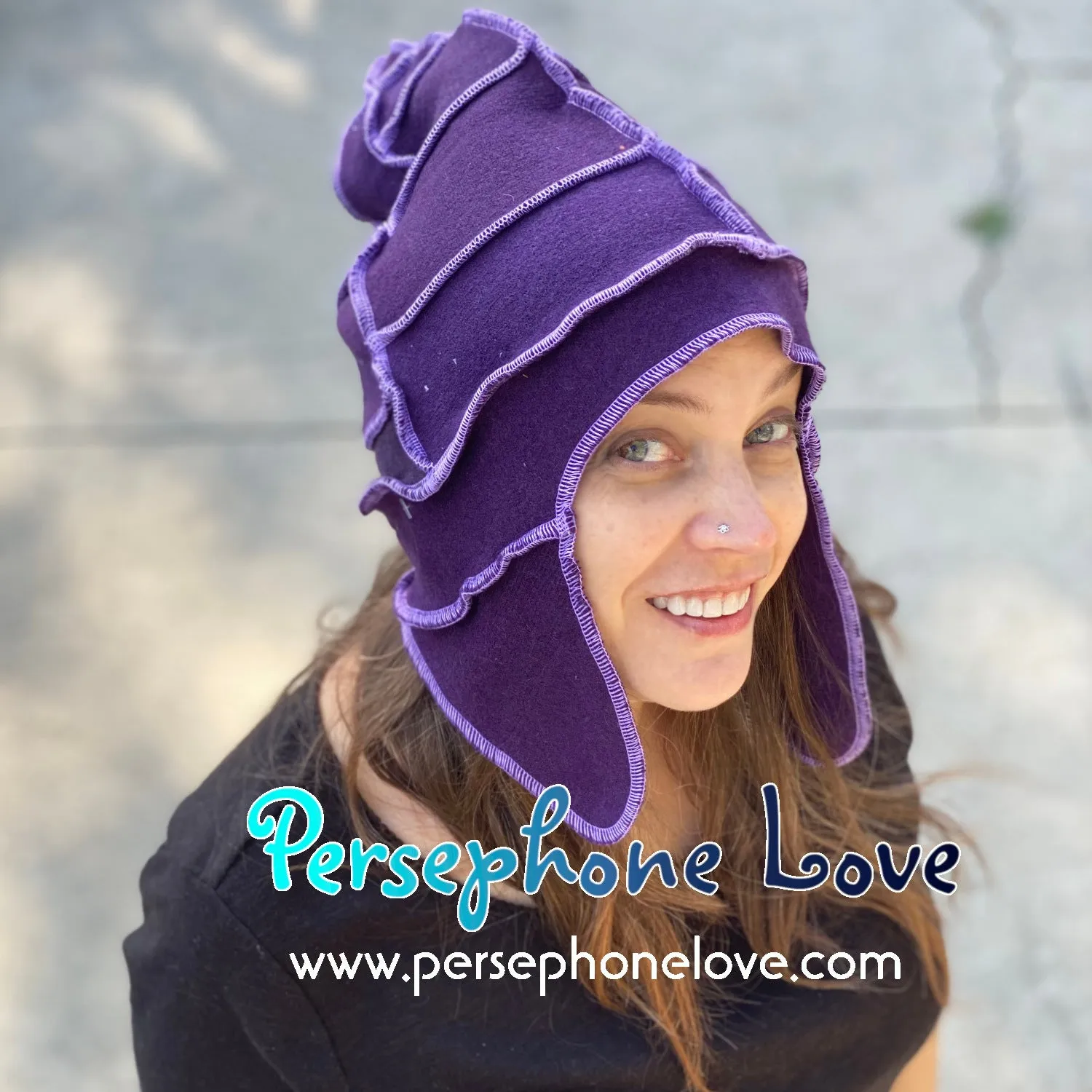 Katwise inspired purple 100% felted cashmere pixie elf hat-LARGE-1447