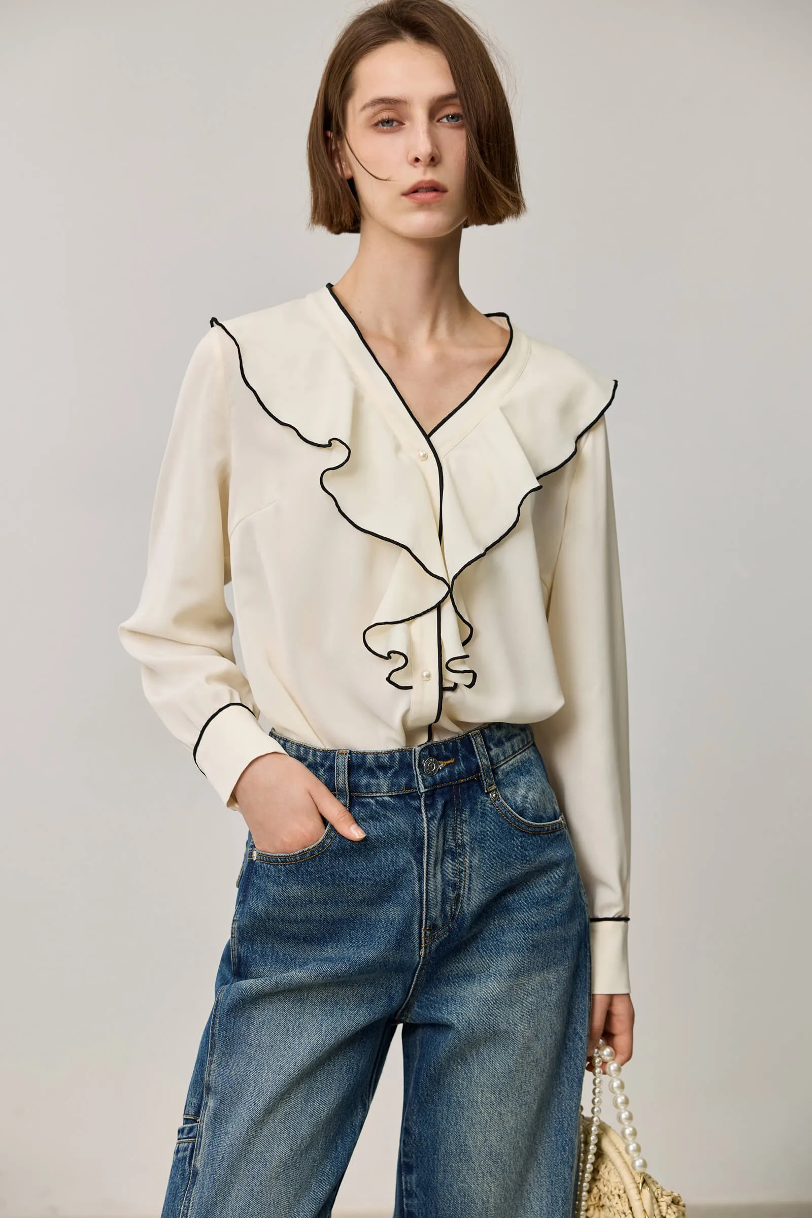 LILY Elegant Ruffle Collar Blouse