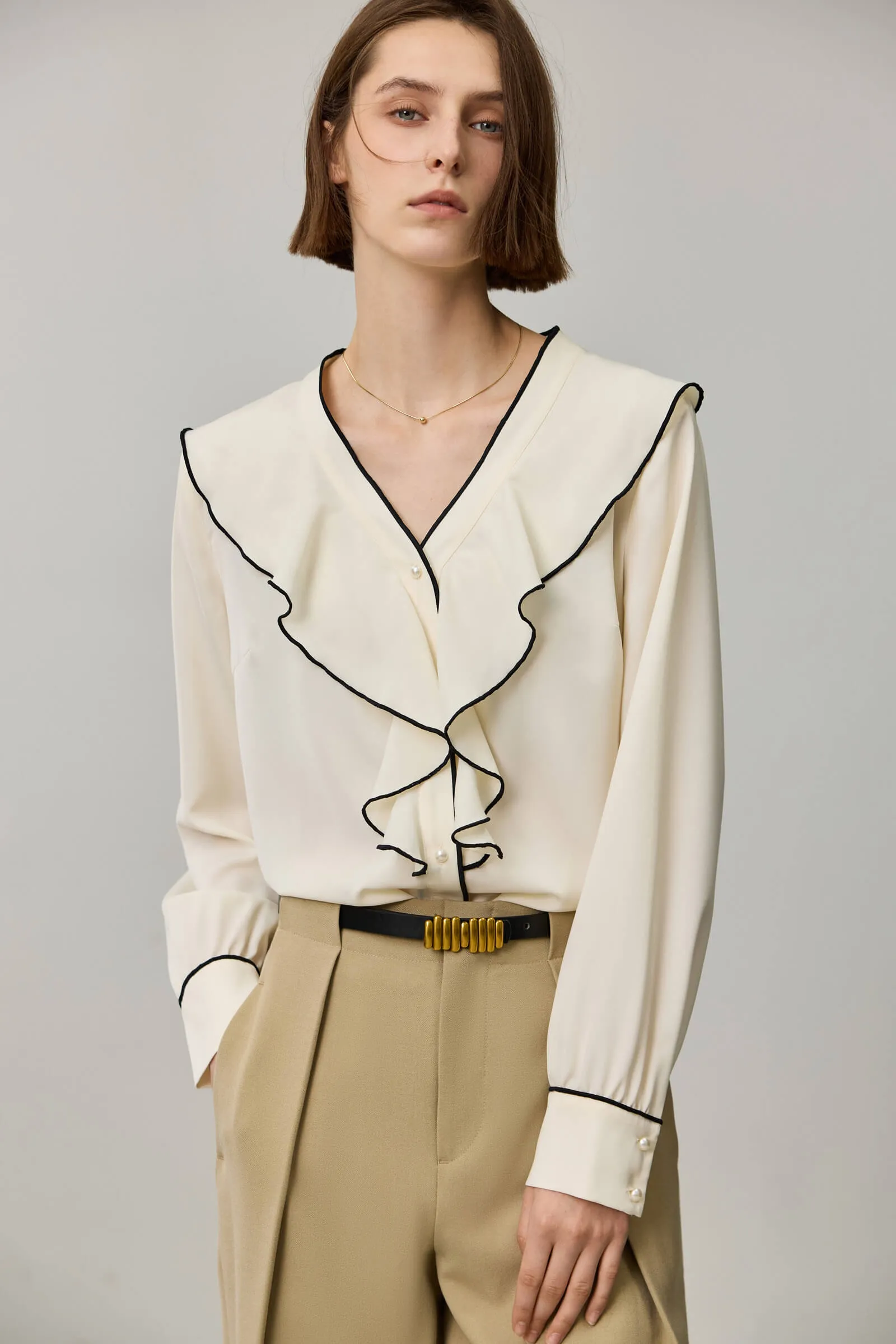 LILY Elegant Ruffle Collar Blouse