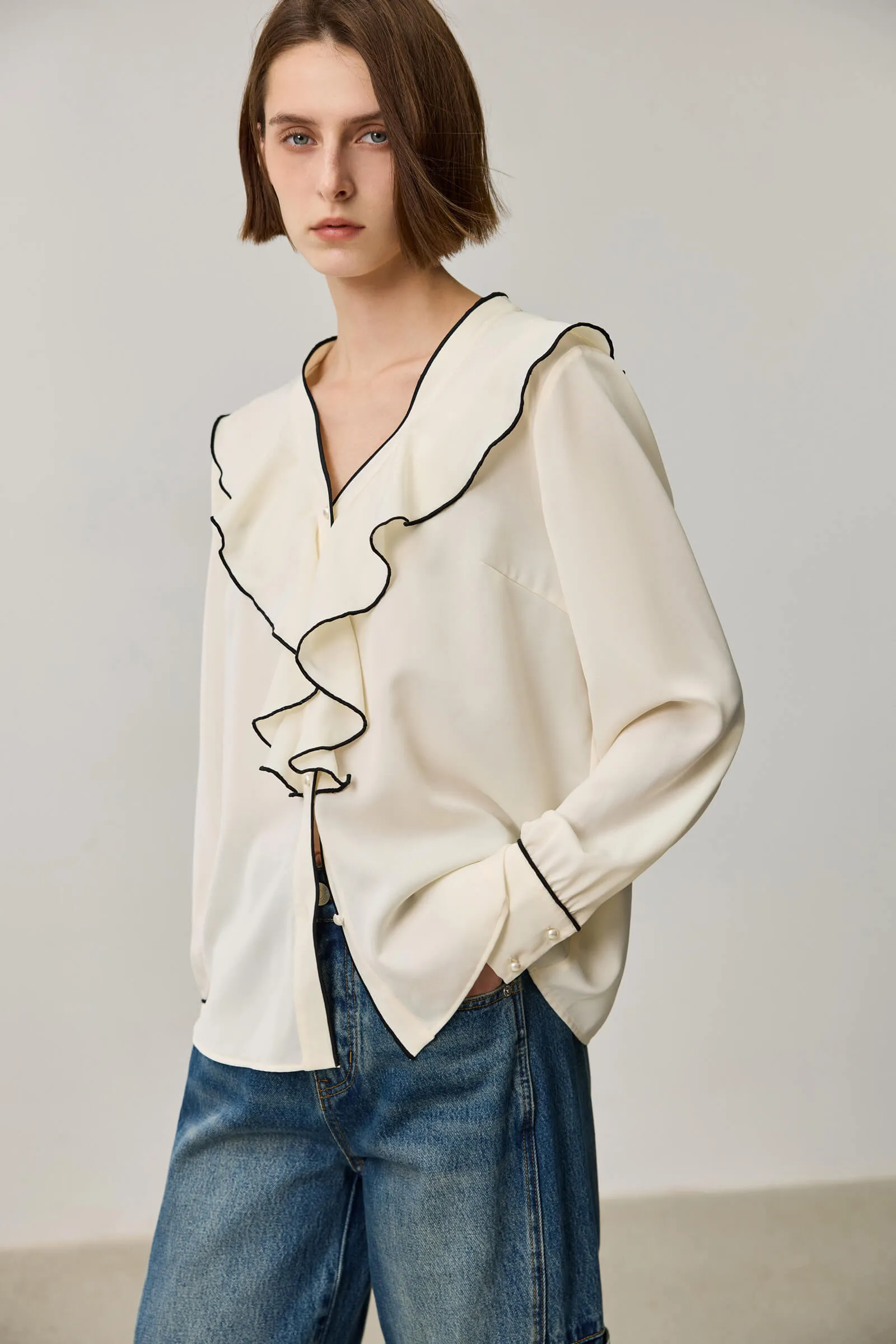 LILY Elegant Ruffle Collar Blouse