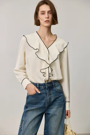 LILY Elegant Ruffle Collar Blouse