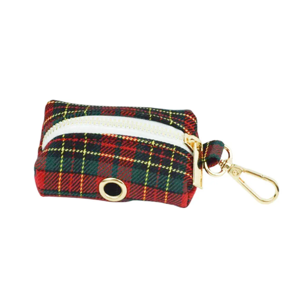 Luxury Green & Red Plaid Dog Collar, Leash, & Harness Set – Custom Logo Pet Accessories with Grid Pattern