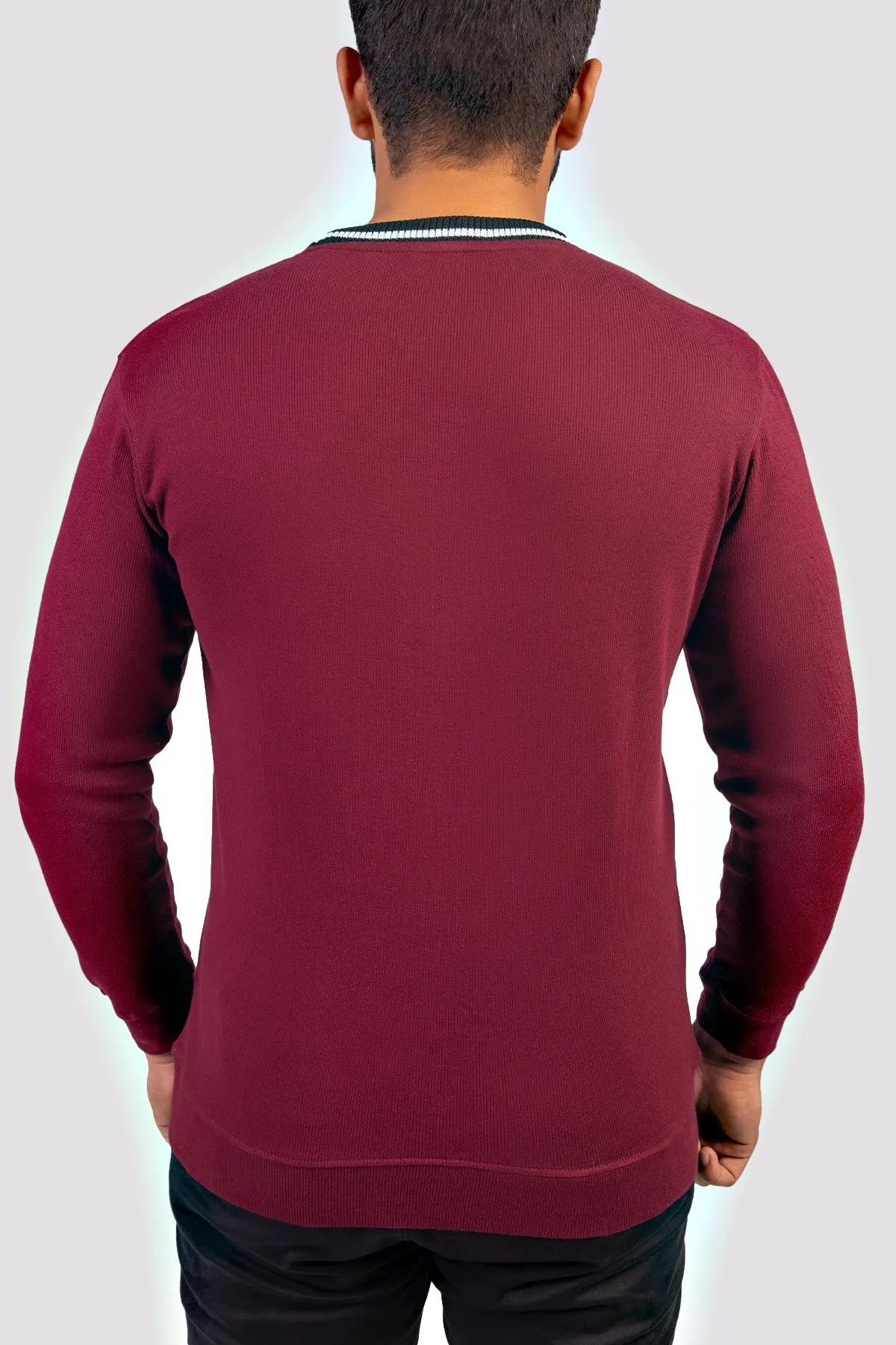 Maroon Textured Rib Sweatshirt - W23 - MSW078R