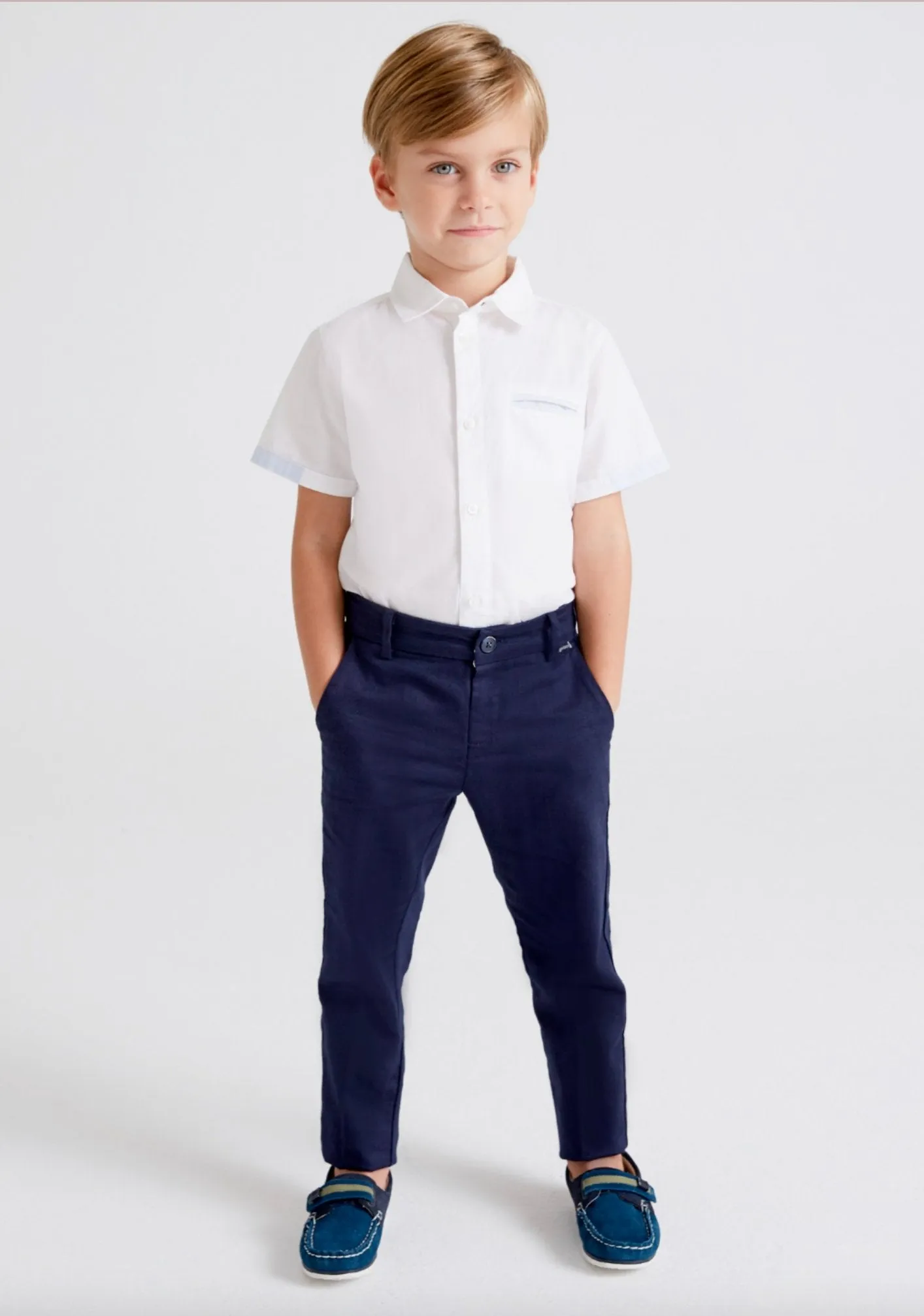 Mayoral Boys Navy Linen Chino Pants