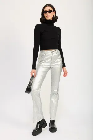 Metallic High Waisted Straight Leg Pants