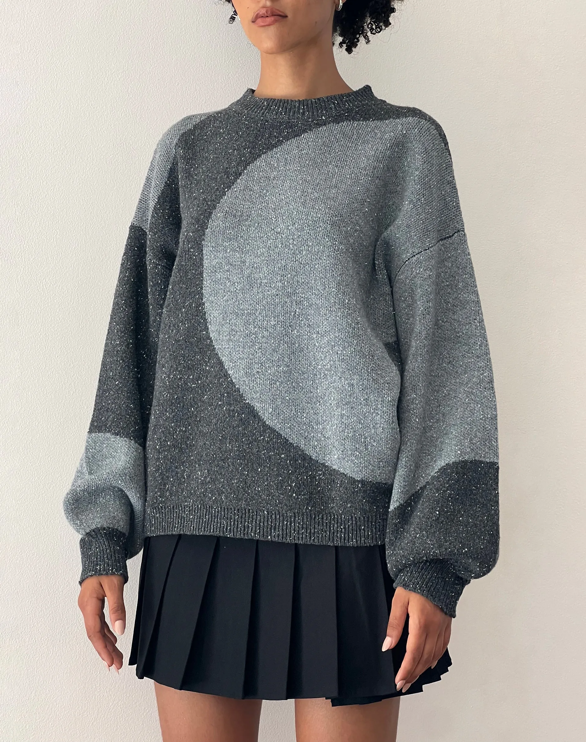 Namari Jumper in Black and Charcoal Mix Knit