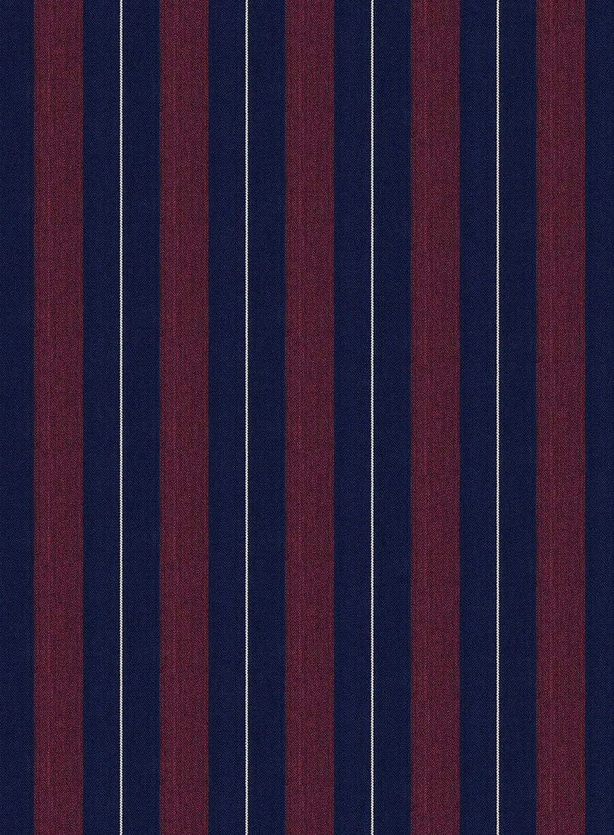 Napolean Izzaro Stripe Garnet Blue Wool Suit