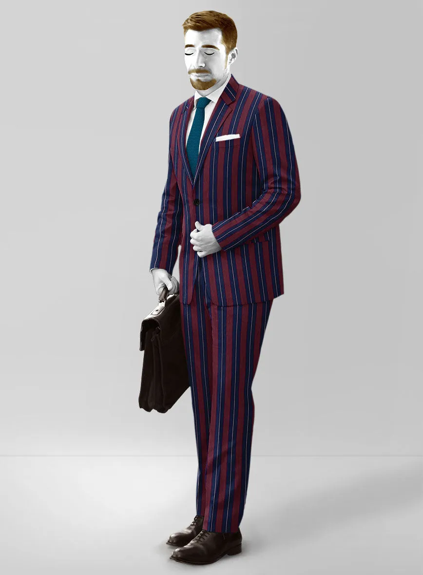 Napolean Izzaro Stripe Garnet Blue Wool Suit