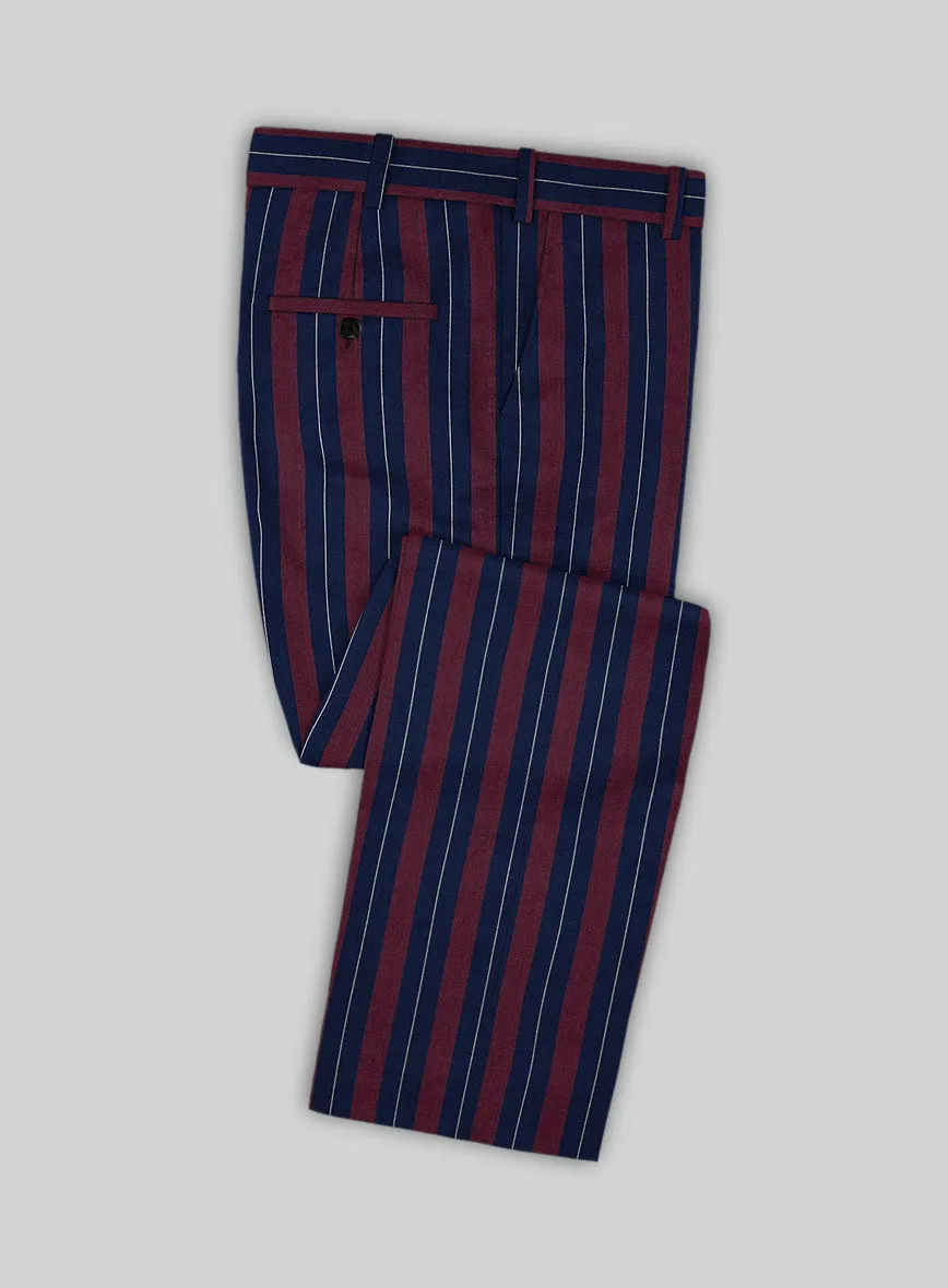 Napolean Izzaro Stripe Garnet Blue Wool Suit