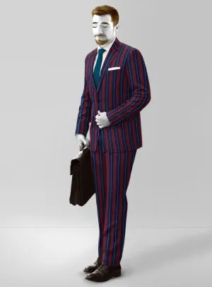 Napolean Izzaro Stripe Garnet Blue Wool Suit