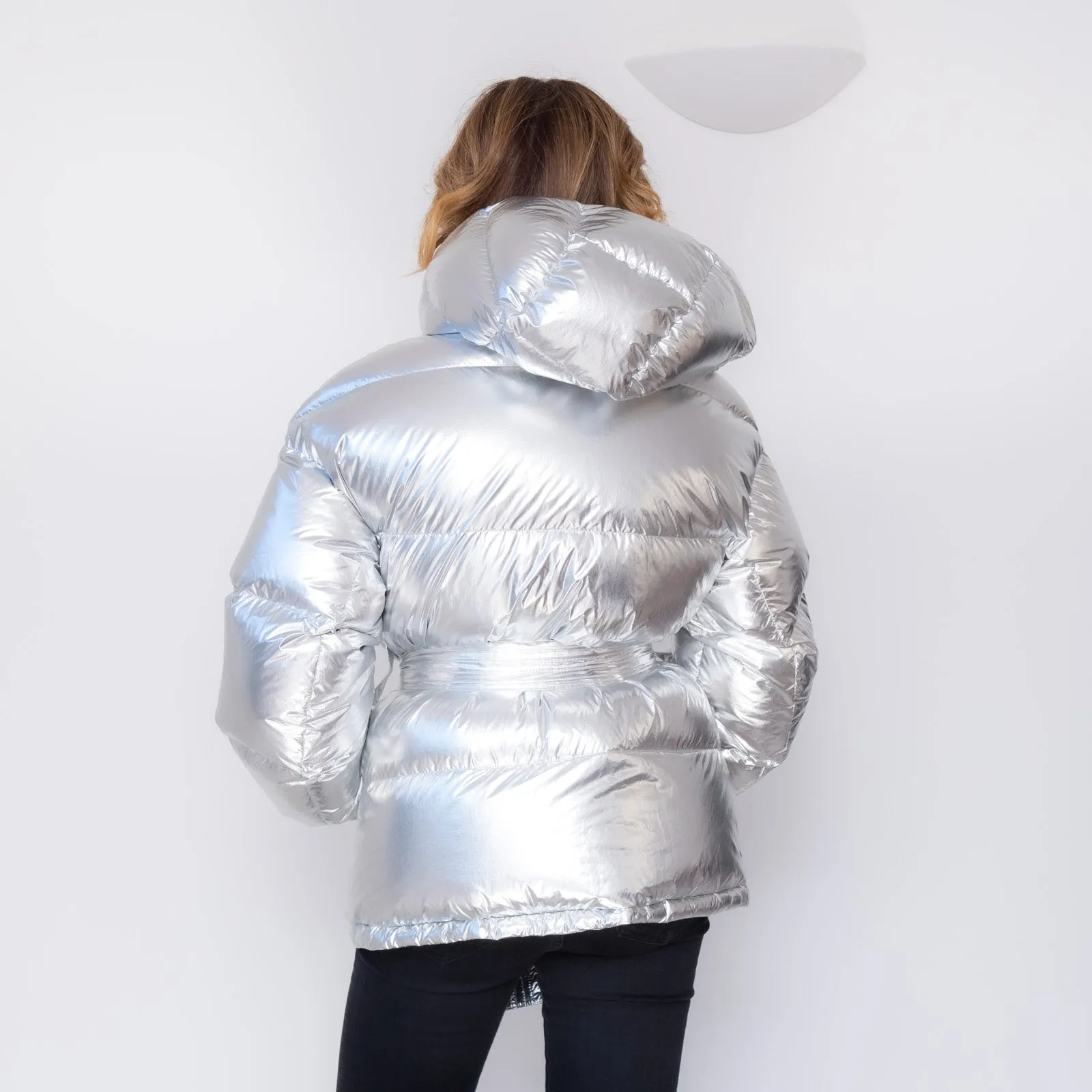 Perfect Moment Silver Foil Over Size Parka Size Small