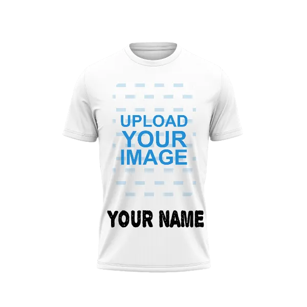 Photo With Name Printed Tshirt. Round Neck T-Shirt.