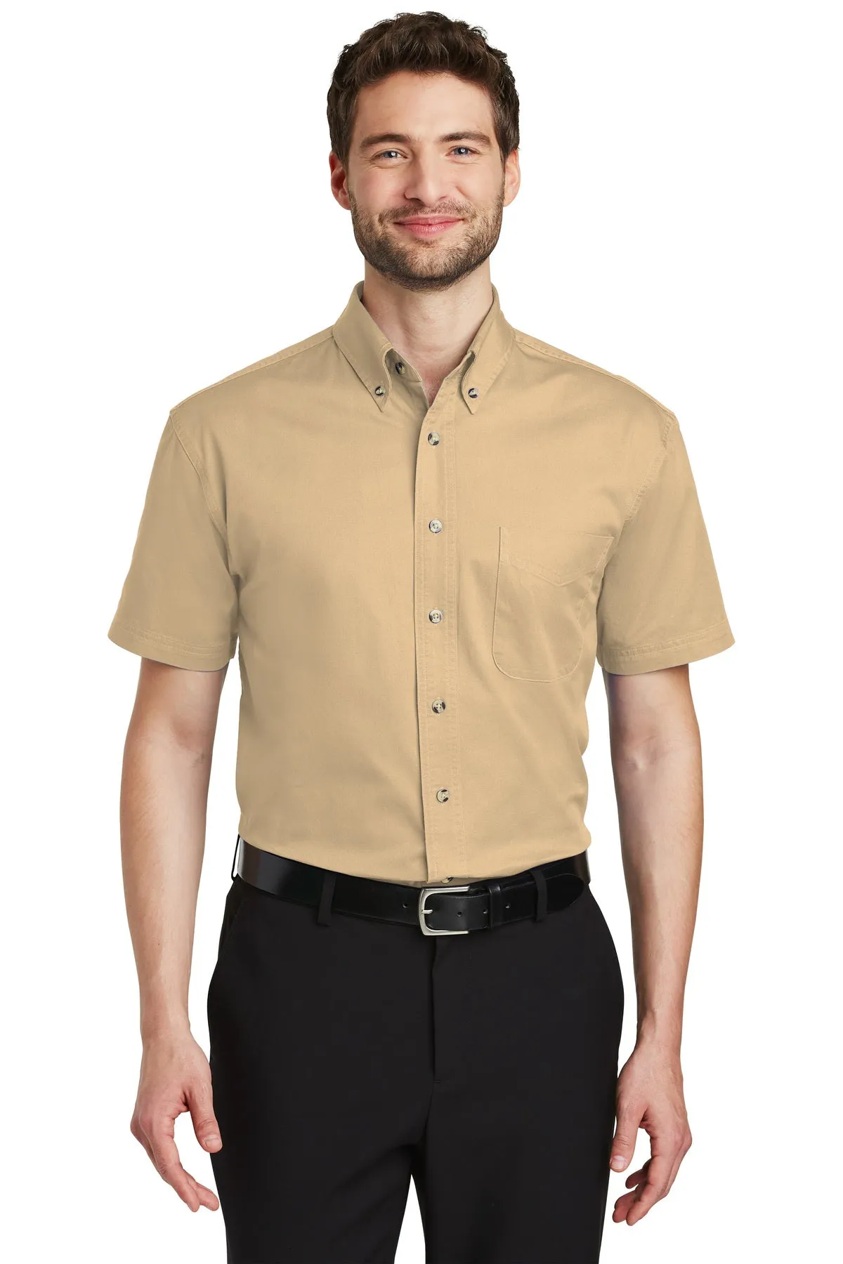 Port Authority Short Sleeve Custom Twill Shirts, Stone