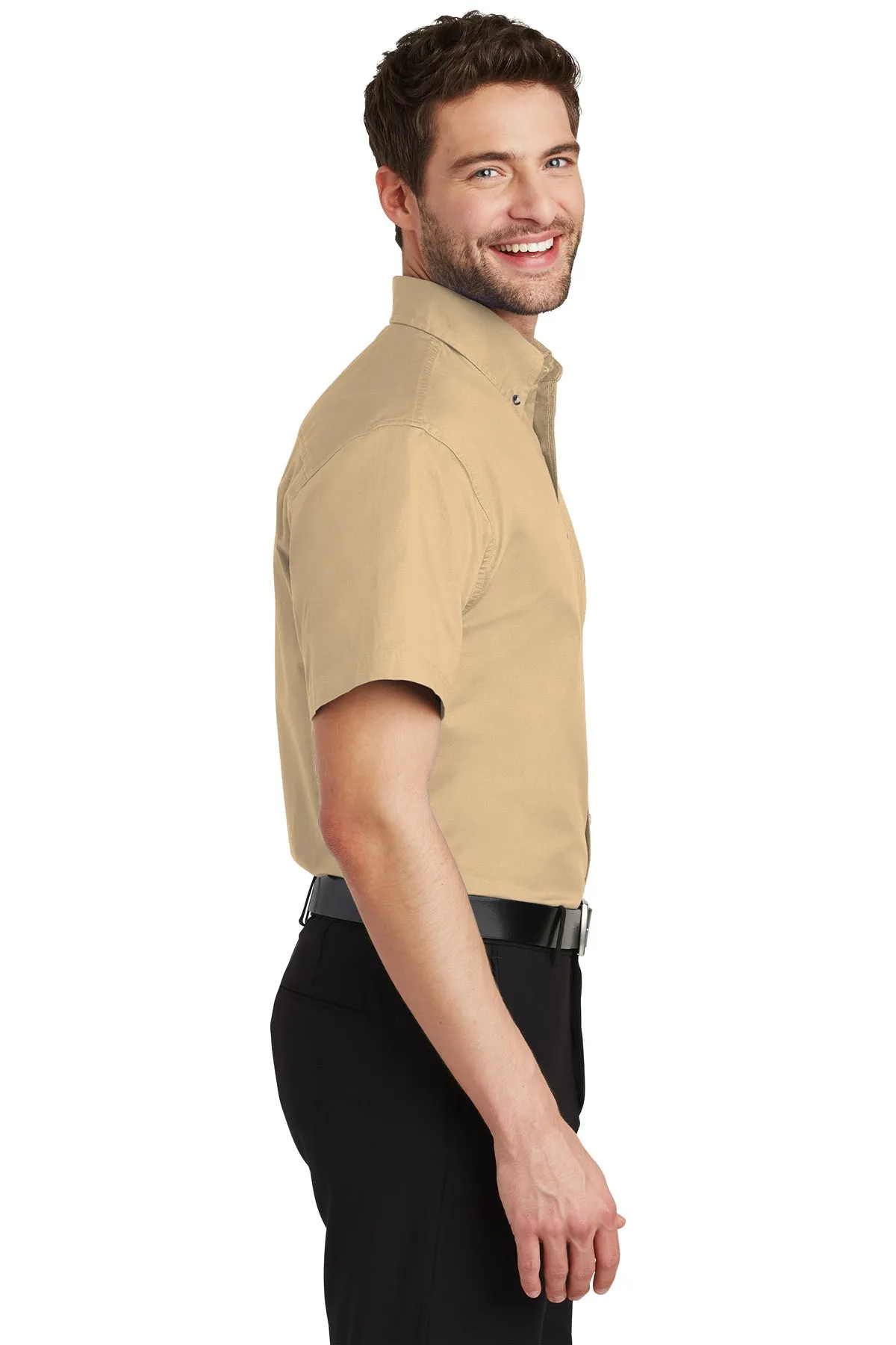 Port Authority Short Sleeve Custom Twill Shirts, Stone