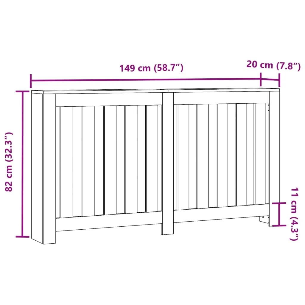 Radiator Cover Old Wood 149x20x82 cm Engineered Wood