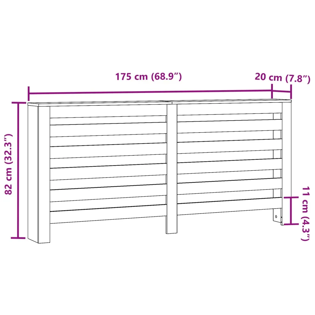 Radiator Cover Smoked Oak 175x20x82 cm Engineered Wood