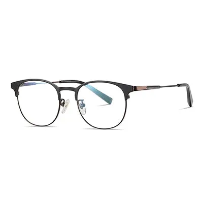 Ralferty Men's Full Rim Round Titanium Eyeglasses D906t