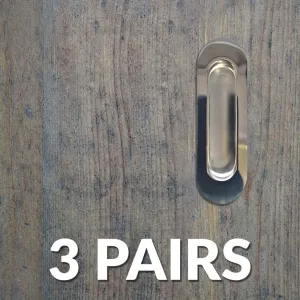 Three Pairs of Burbank 120mm Sliding Door Oval Flush Pulls - Polished Stainless Steel