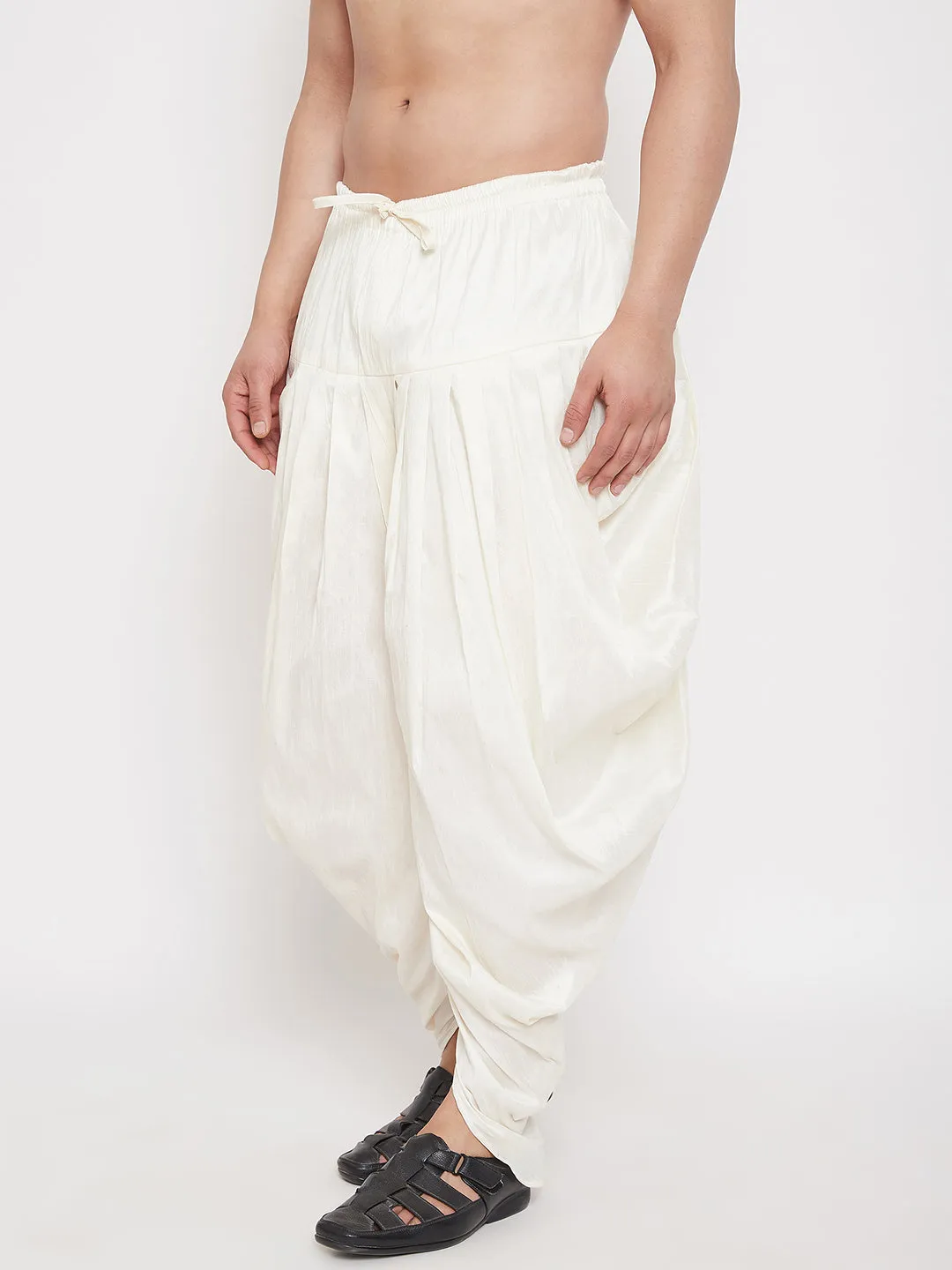 VM BY Vastramay Men's Cream Dhoti Pants